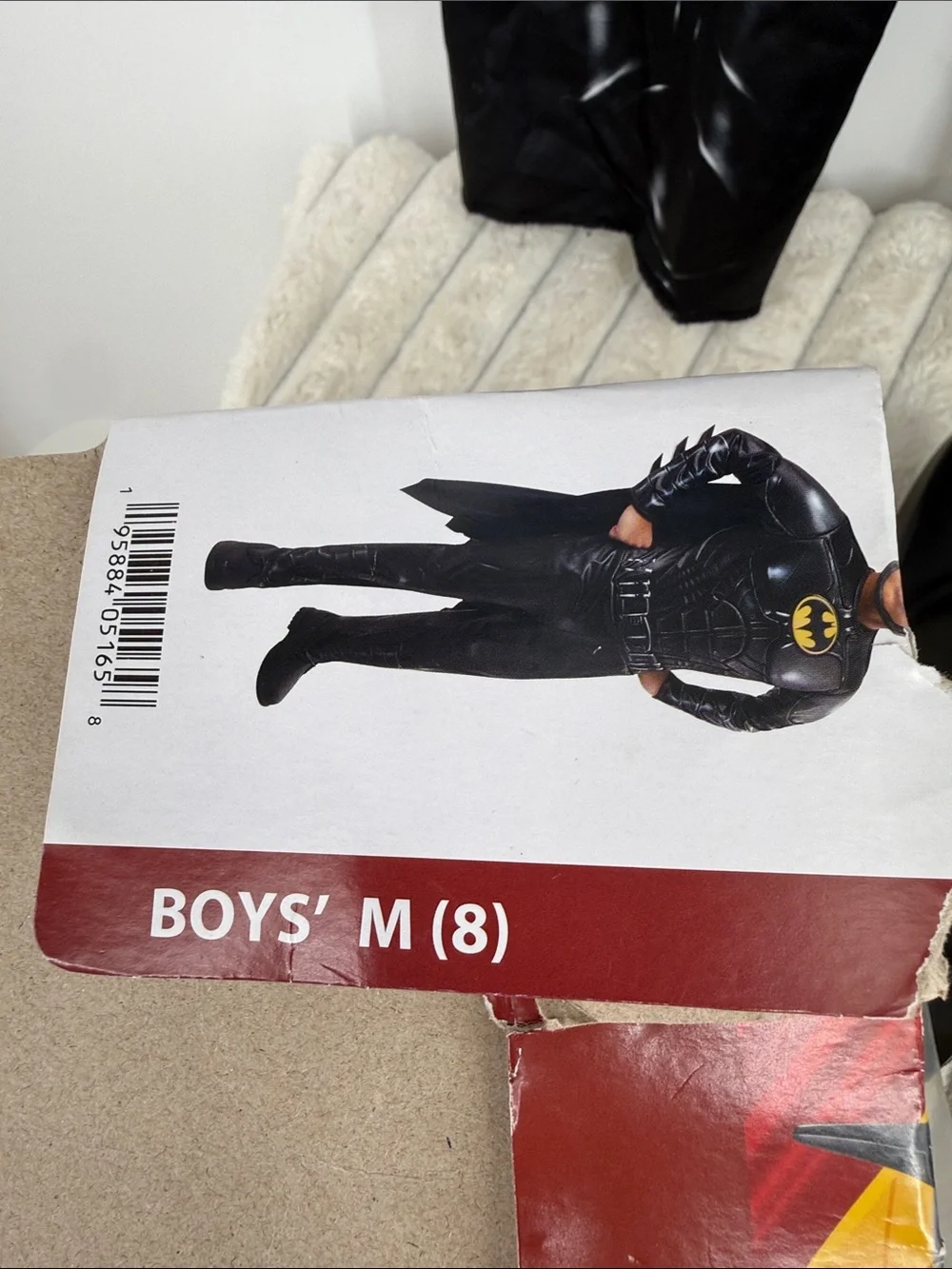 DC Boys Black Batman Costume with Yellow Emblem and Cape